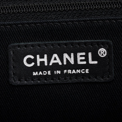 Chanel Black Quilted Calfskin Leather Large Double Stitch Hamptons Flap Bag