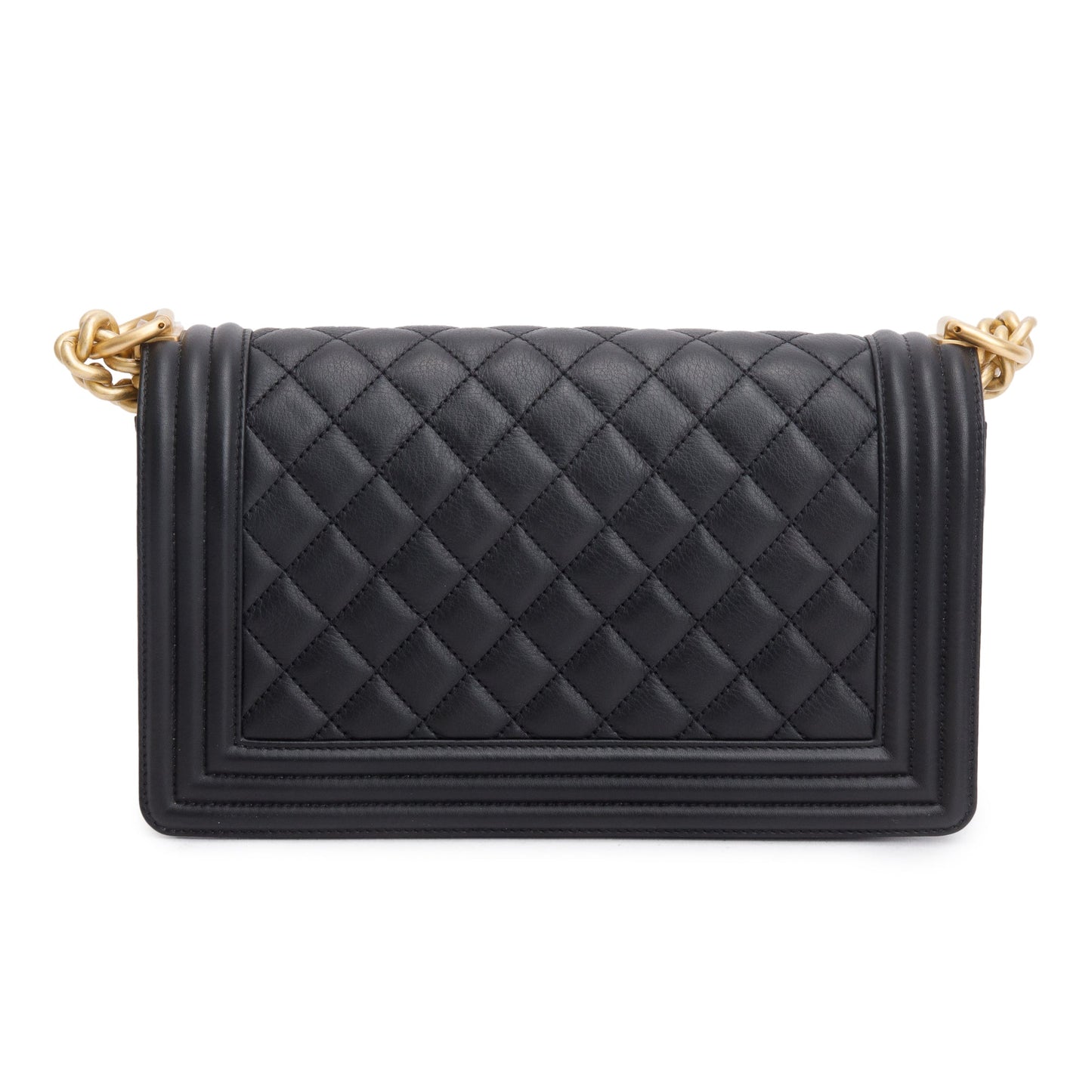Chanel Black Quilted Calfskin Leather Medium Boy Bag