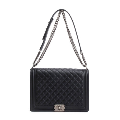 Chanel Black Quilted Calfskin Leather XL Boy Bag