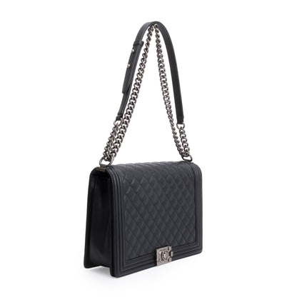 Chanel Black Quilted Calfskin Leather XL Boy Bag