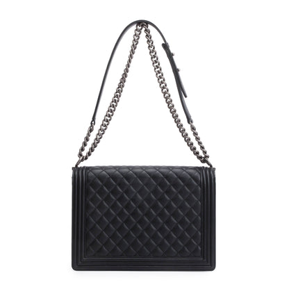 Chanel Black Quilted Calfskin Leather XL Boy Bag