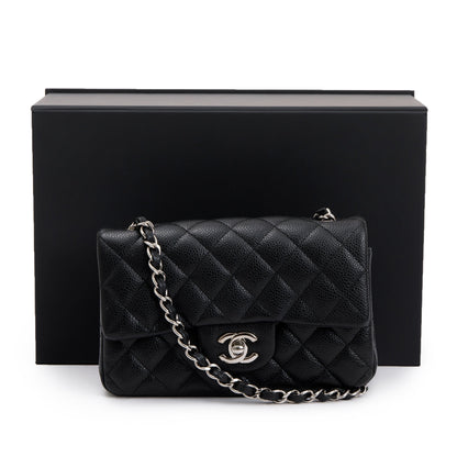 Chanel Black Quilted Caviar Classic Mini Rectangular Flap Bag