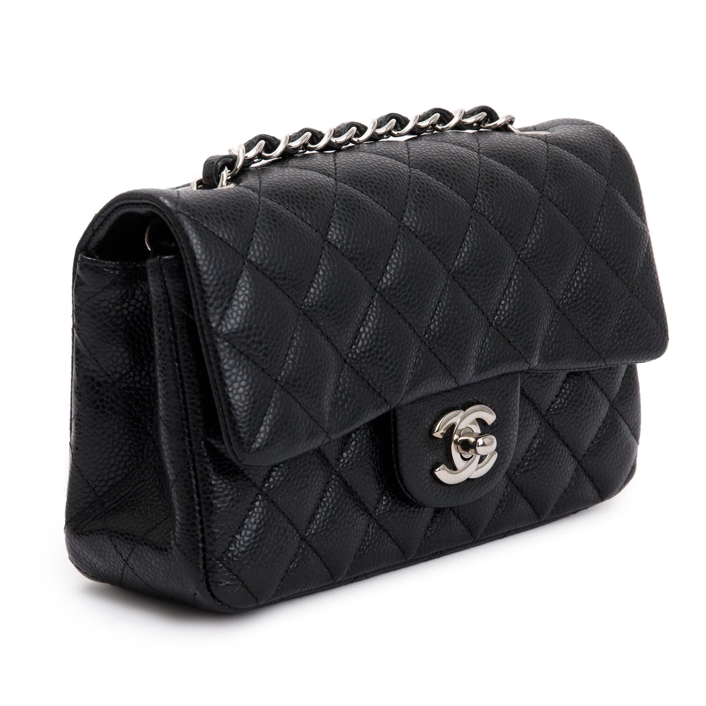Chanel Black Quilted Caviar Classic Mini Rectangular Flap Bag