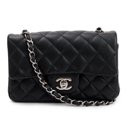 Chanel Black Quilted Caviar Classic Mini Rectangular Flap Bag