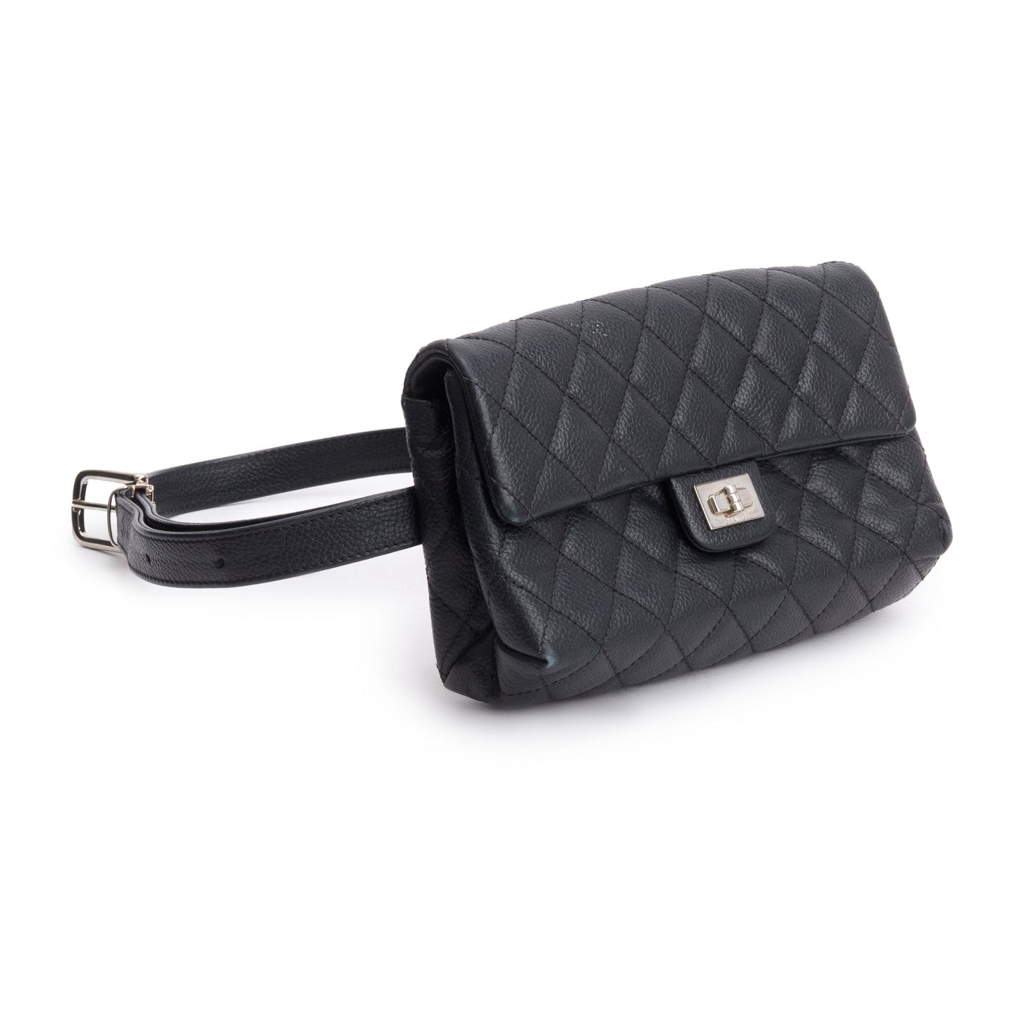 Chanel Black Quilted Caviar Leather 2.55 Reissue Flap Belt Bag