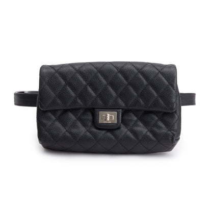 Chanel Black Quilted Caviar Leather 2.55 Reissue Flap Belt Bag