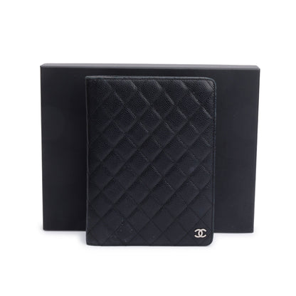 Chanel Black Quilted Caviar Leather CC Notebook Cover