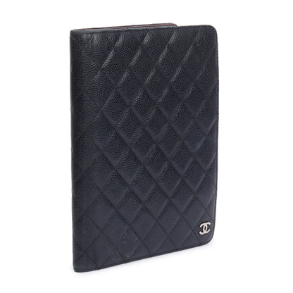 Chanel Black Quilted Caviar Leather CC Notebook Cover