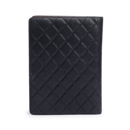 Chanel Black Quilted Caviar Leather CC Notebook Cover