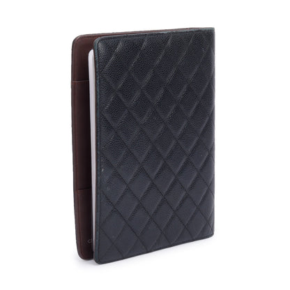 Chanel Black Quilted Caviar Leather CC Notebook Cover