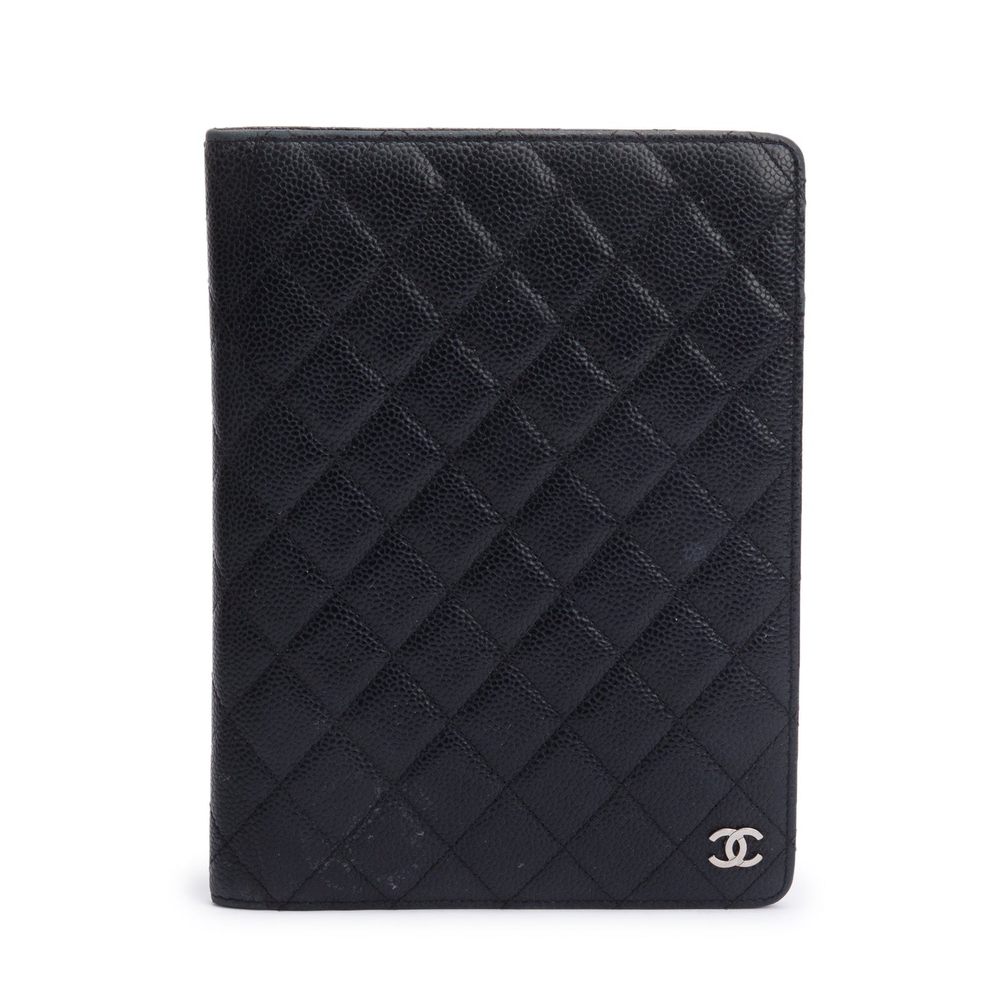 Chanel Black Quilted Caviar Leather CC Notebook Cover