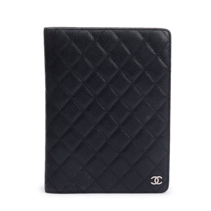 Chanel Black Quilted Caviar Leather CC Notebook Cover