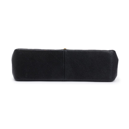 Chanel Black Quilted Caviar Leather Classic Jumbo Double Flap Bag