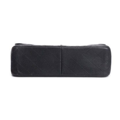 Chanel Black Quilted Caviar Leather Classic Jumbo Double Flap Bag
