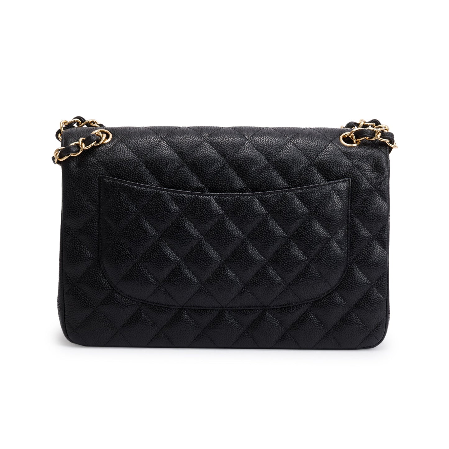 Chanel Black Quilted Caviar Leather Classic Jumbo Double Flap Bag