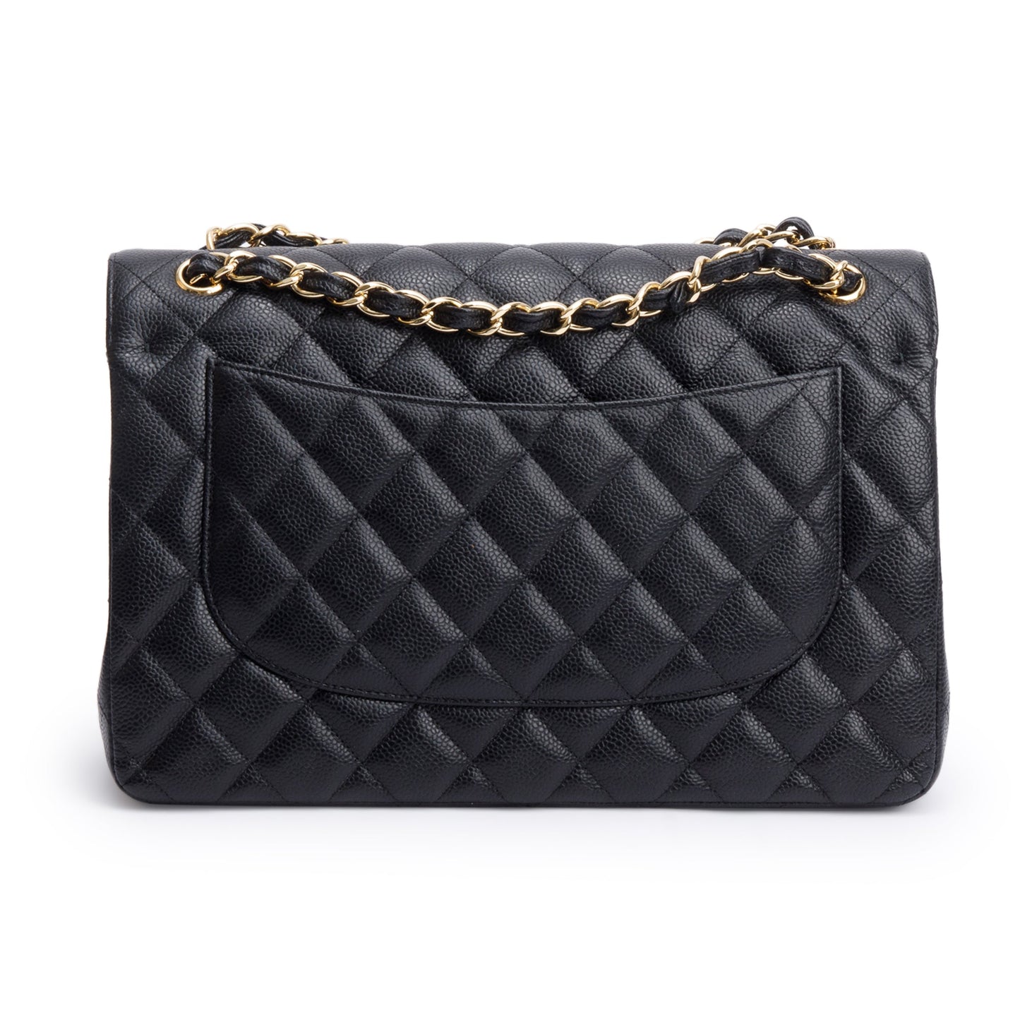 Chanel Black Quilted Caviar Leather Classic Jumbo Double Flap Bag