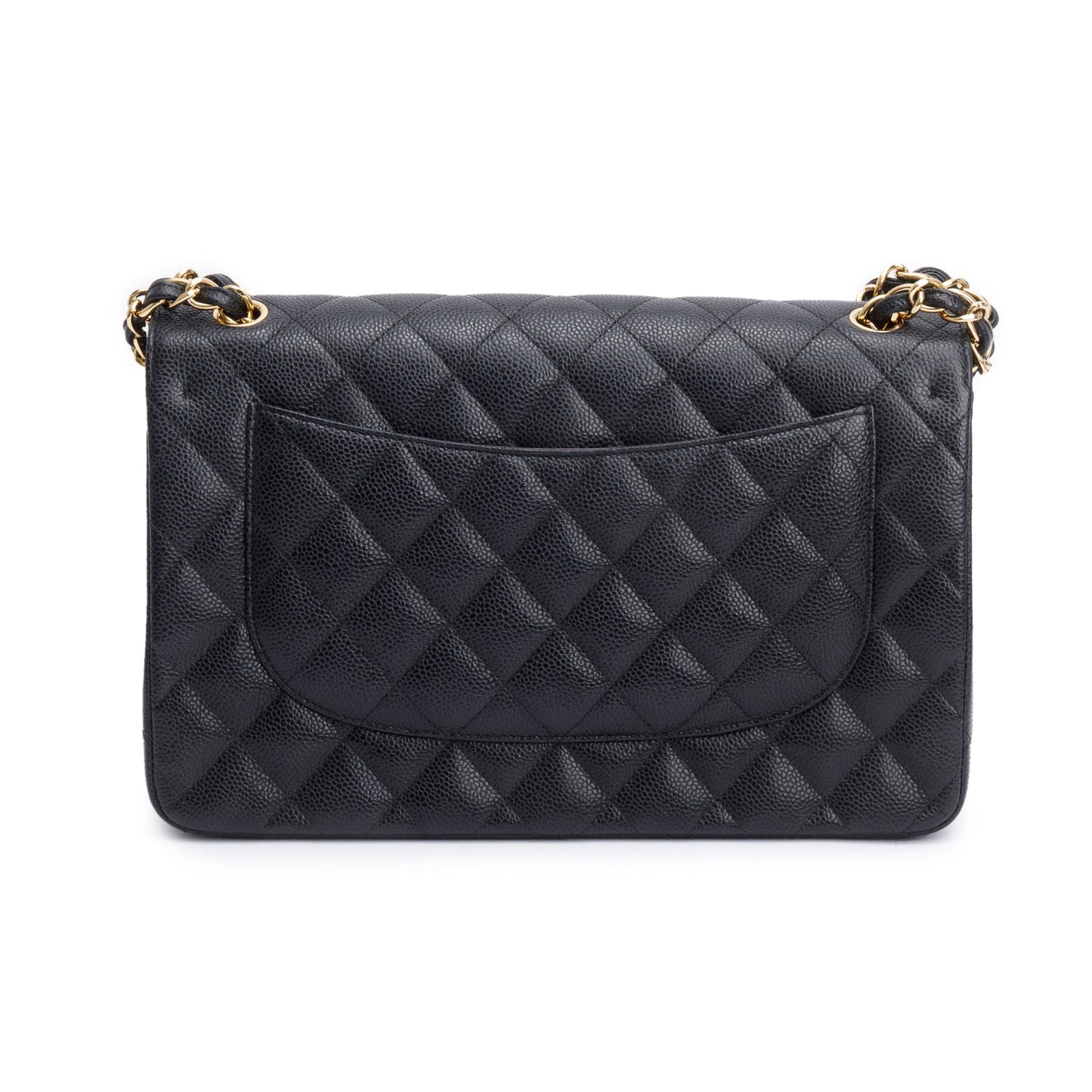 Chanel Black Quilted Caviar Leather Classic Jumbo Double Flap Bag