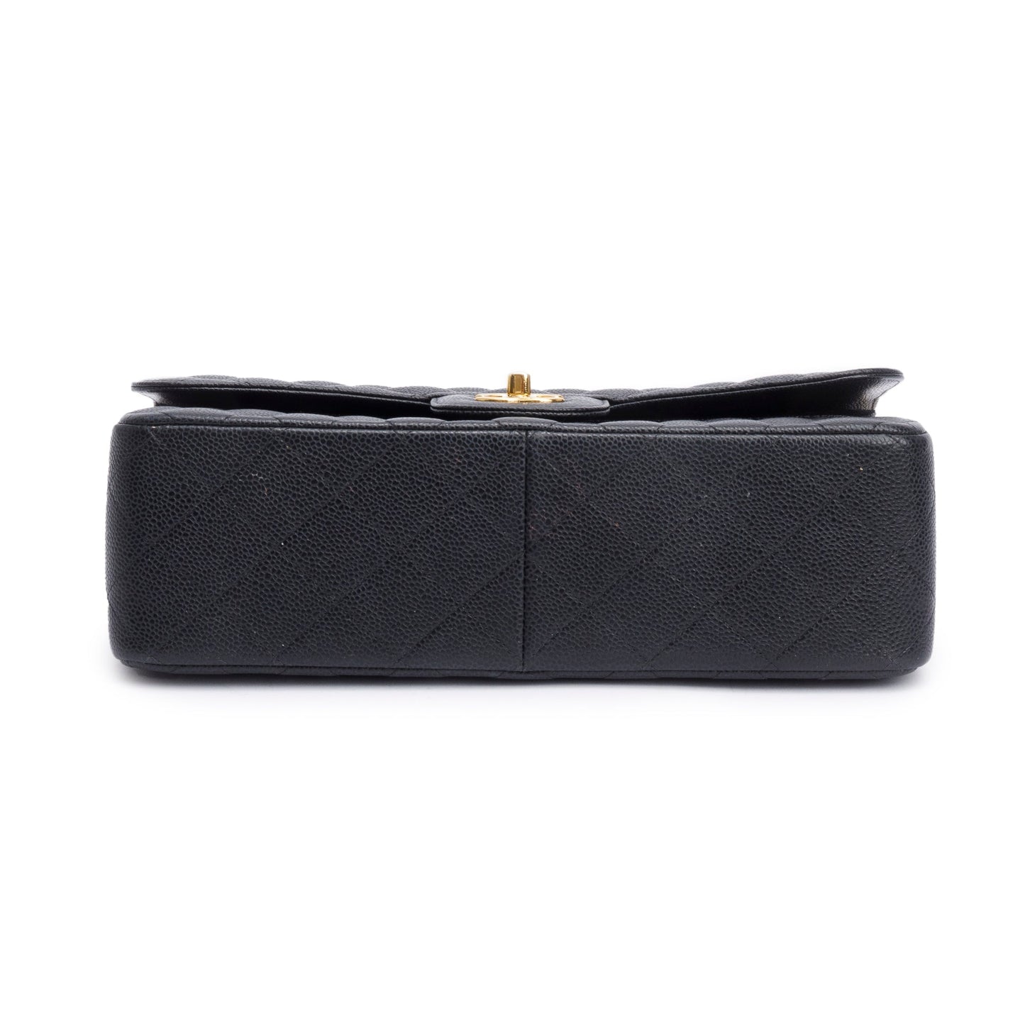 Chanel Black Quilted Caviar Leather Classic Jumbo Double Flap Bag