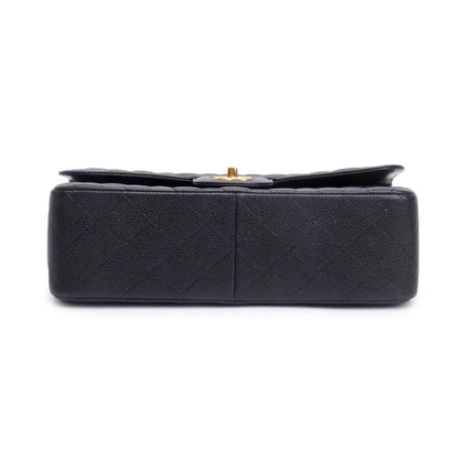Chanel Black Quilted Caviar Leather Classic Jumbo Double Flap Bag