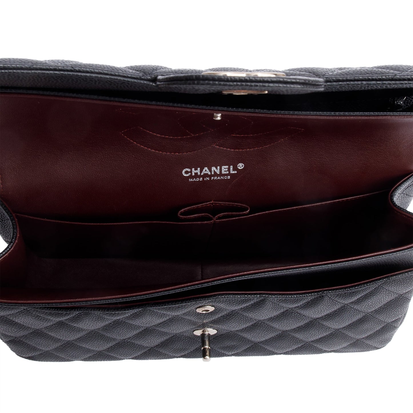 Chanel Black Quilted Caviar Leather Classic Jumbo Double Flap Bag