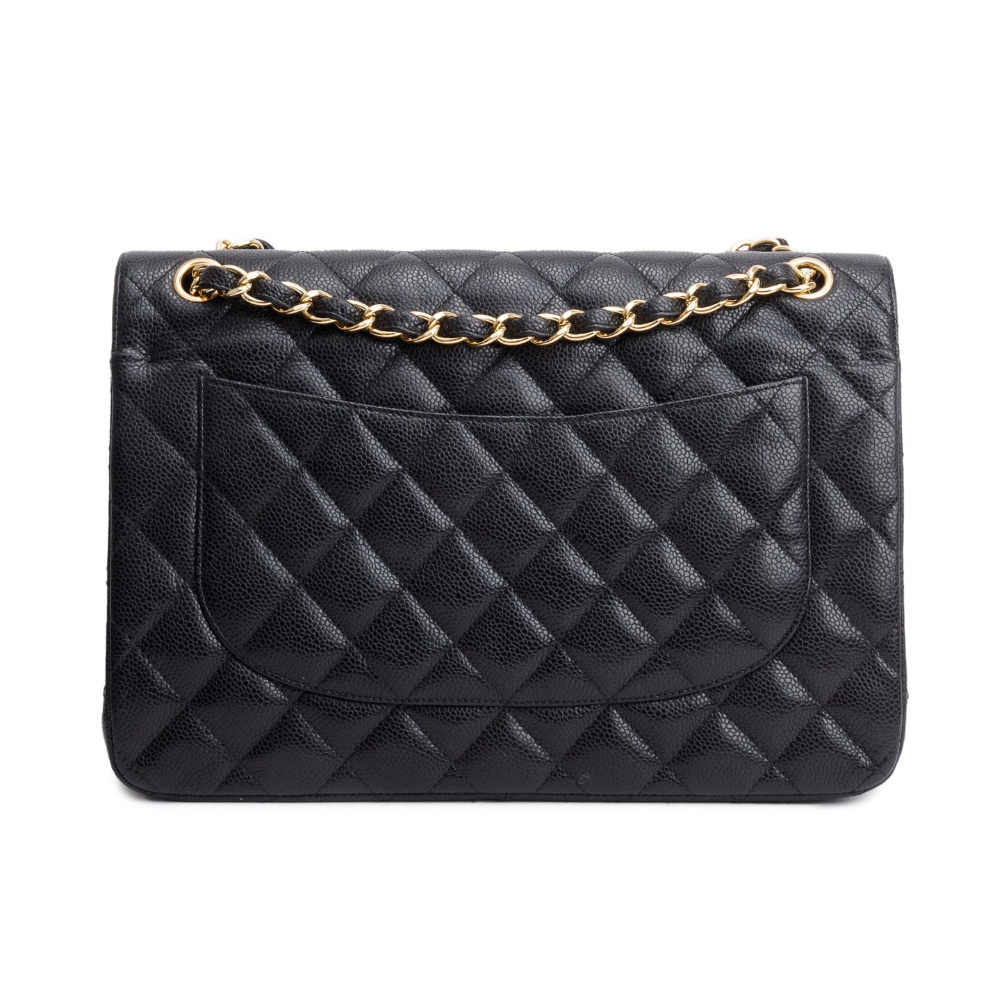 Chanel Black Quilted Caviar Leather Classic Jumbo Double Flap Bag