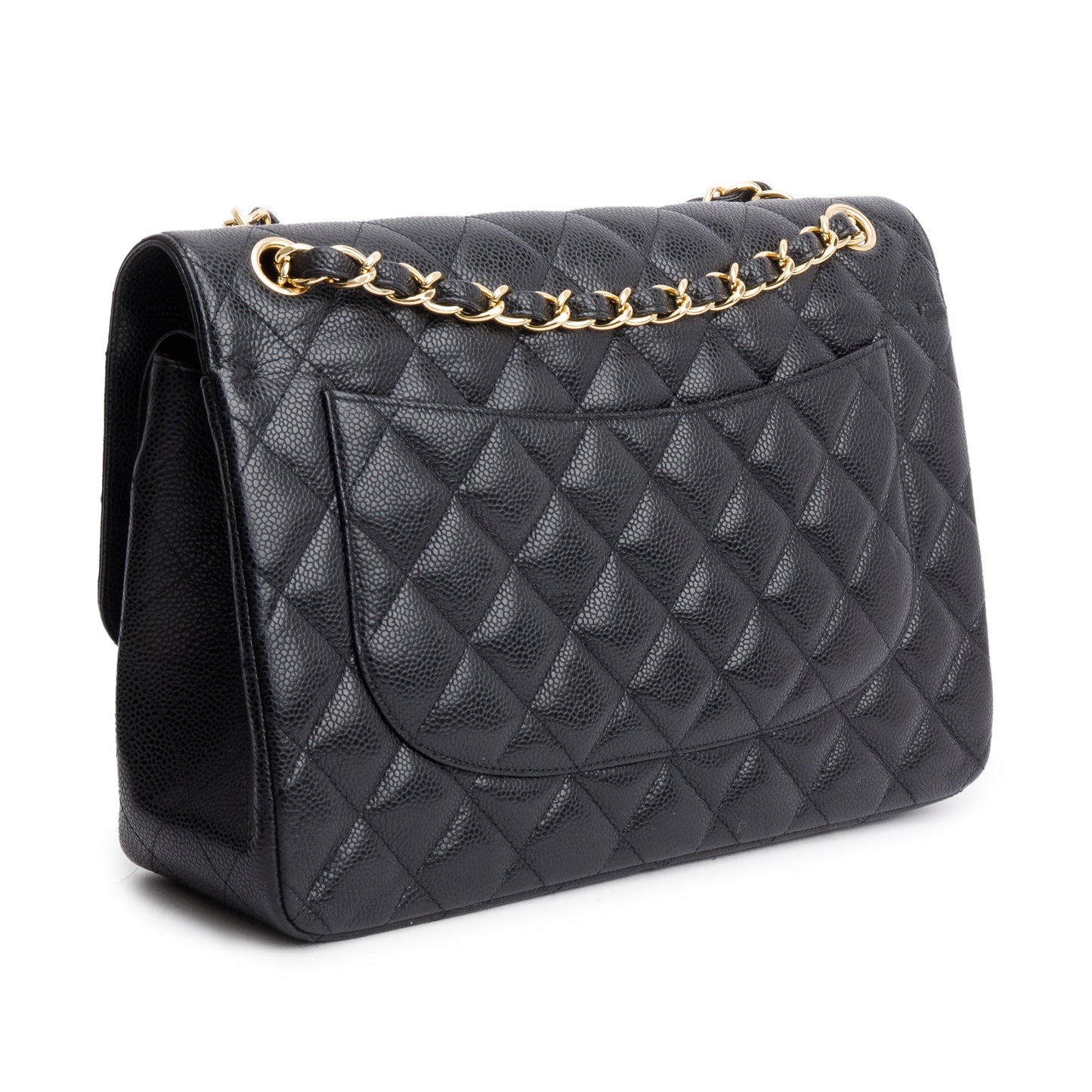 Chanel Black Quilted Caviar Leather Classic Jumbo Double Flap Bag