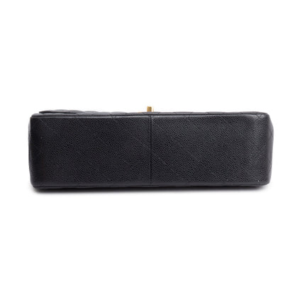 Chanel Black Quilted Caviar Leather Classic Jumbo Double Flap Bag
