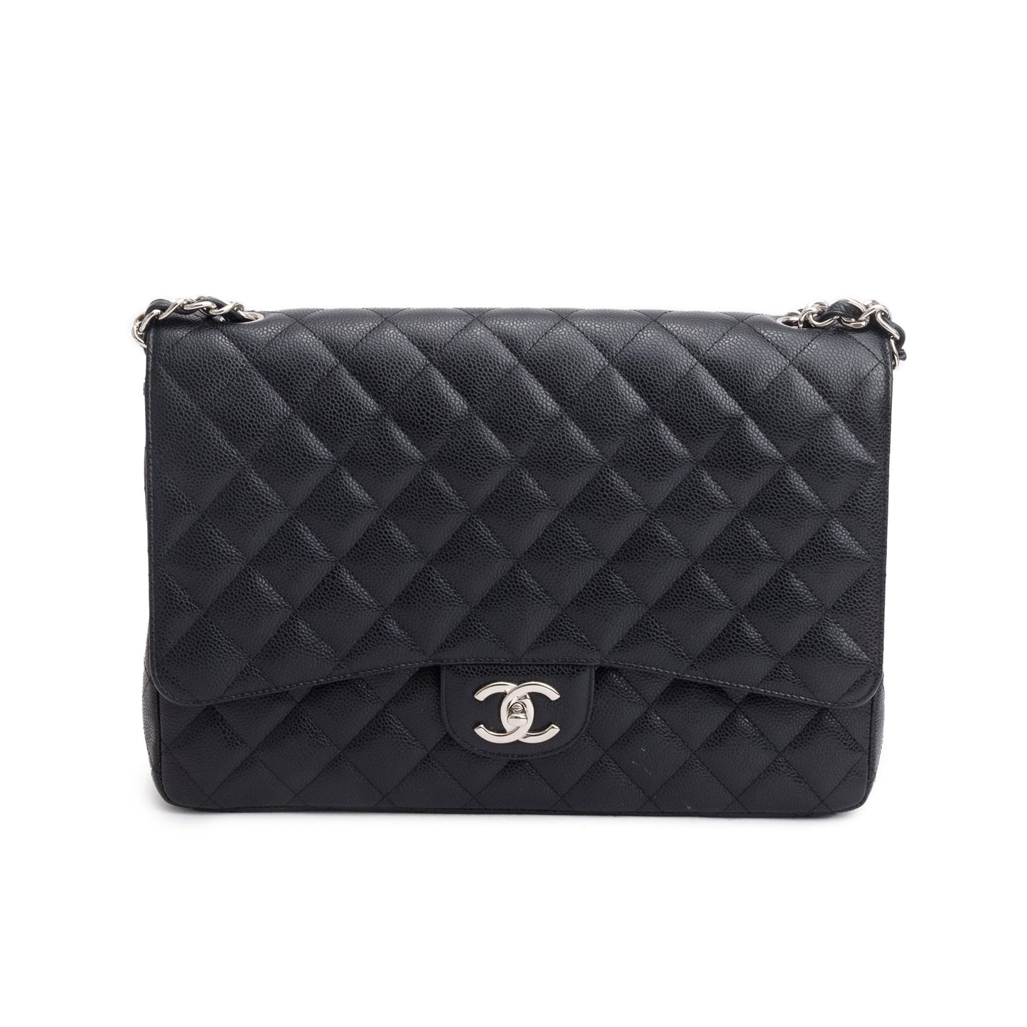 Chanel Black Quilted Caviar Leather Classic Maxi Double Flap Bag