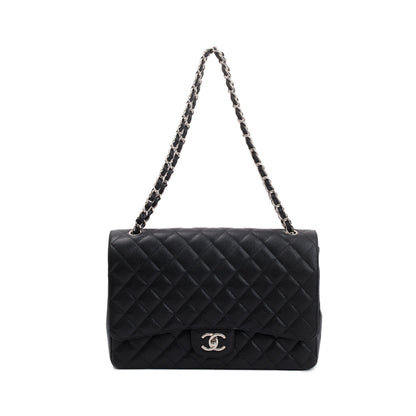 Chanel Black Quilted Caviar Leather Classic Maxi Double Flap Bag