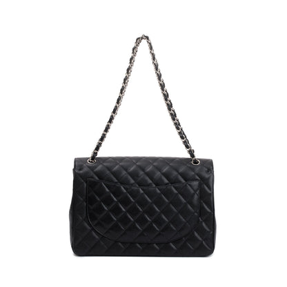 Chanel Black Quilted Caviar Leather Classic Maxi Double Flap Bag