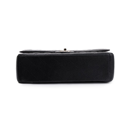 Chanel Black Quilted Caviar Leather Classic Maxi Double Flap Bag