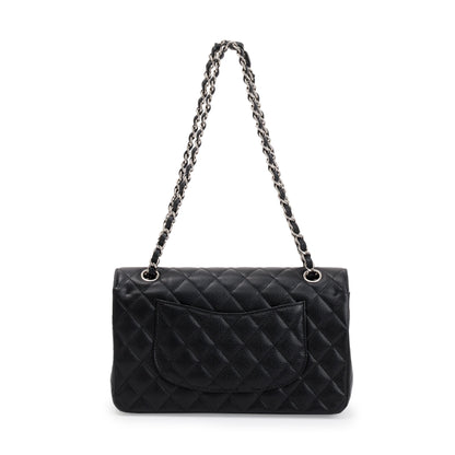 Chanel Black Quilted Caviar Leather Classic Medium Double Flap Bag