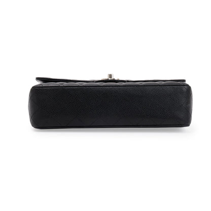 Chanel Black Quilted Caviar Leather Classic Medium Double Flap Bag