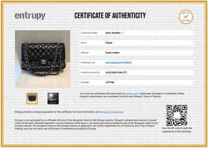 Chanel Black Quilted Caviar Leather Classic Medium Double Flap Bag