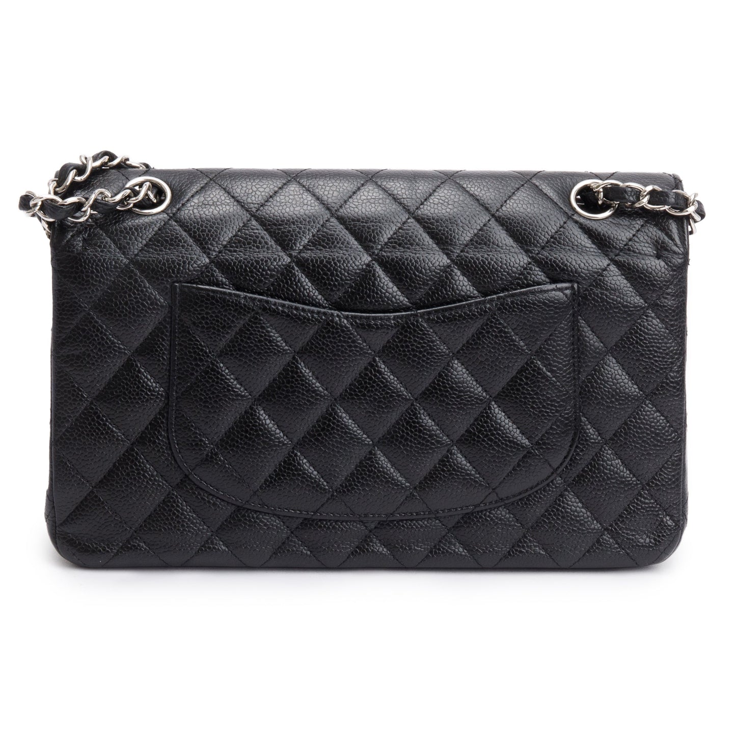 Chanel Black Quilted Caviar Leather Classic Medium Double Flap Bag