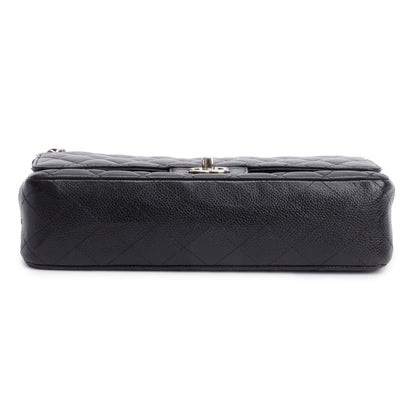 Chanel Black Quilted Caviar Leather Classic Medium Double Flap Bag