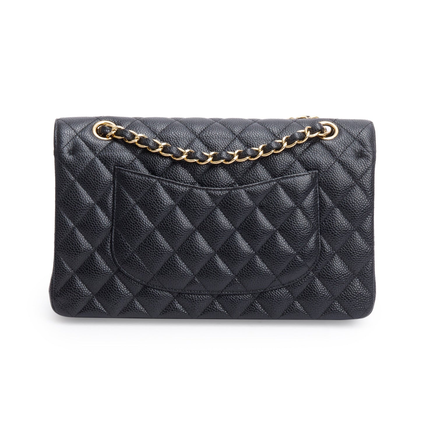 Chanel Black Quilted Caviar Leather Classic Medium Double Flap Bag