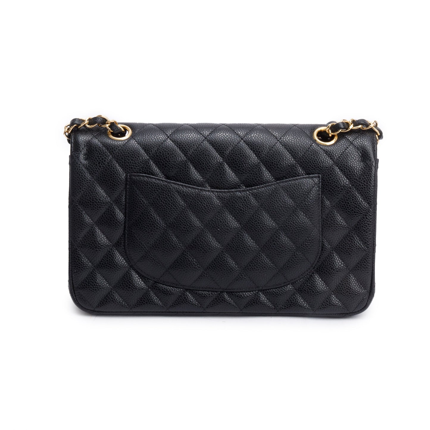 Chanel Black Quilted Caviar Leather Classic Medium Double Flap Bag