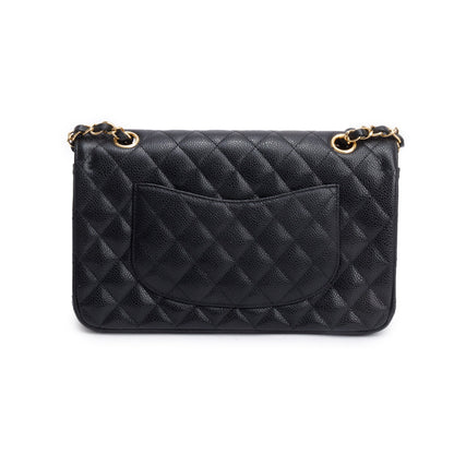 Chanel Black Quilted Caviar Leather Classic Medium Double Flap Bag