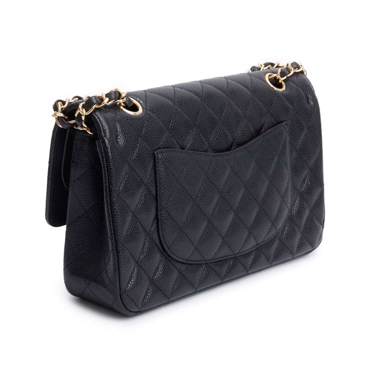 Chanel Black Quilted Caviar Leather Classic Medium Double Flap Bag