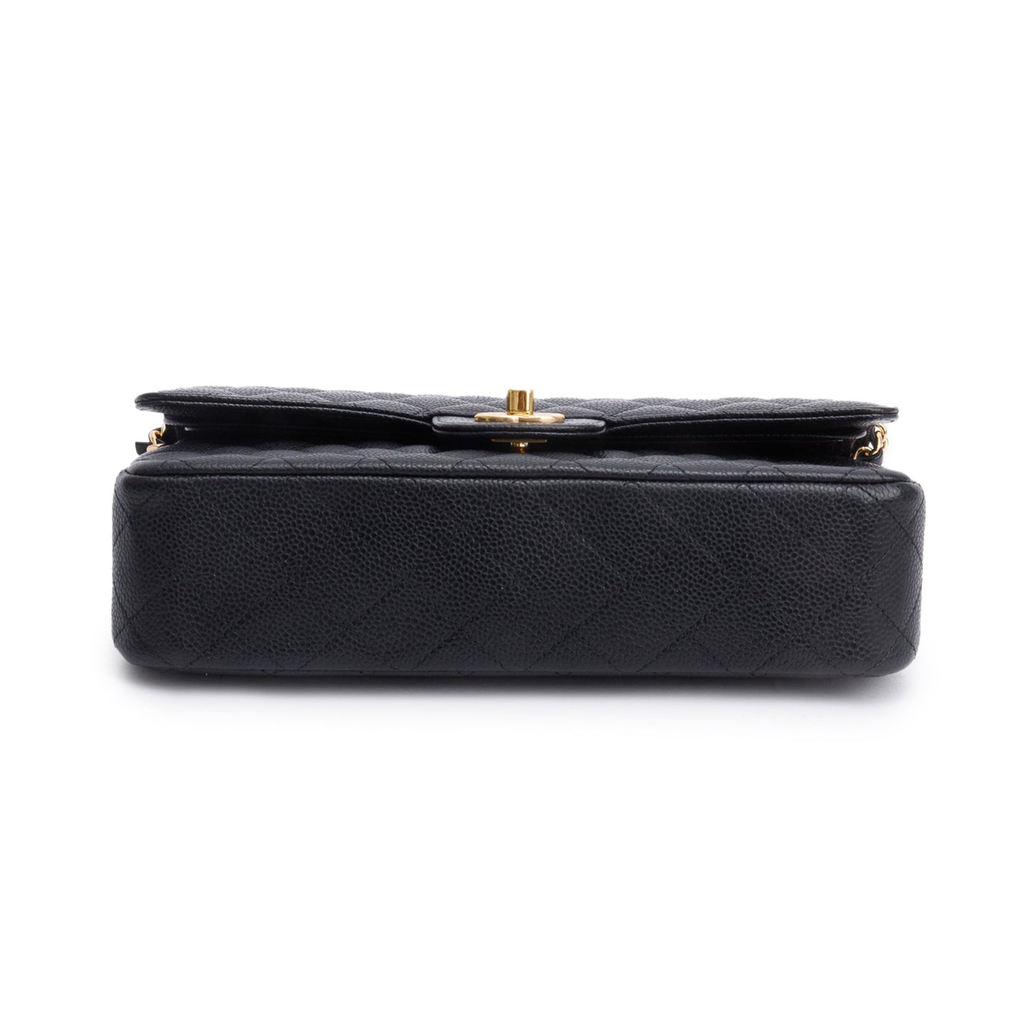 Chanel Black Quilted Caviar Leather Classic Medium Double Flap Bag