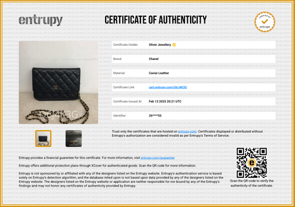 Chanel Black Quilted Caviar Leather Classic Wallet on Chain