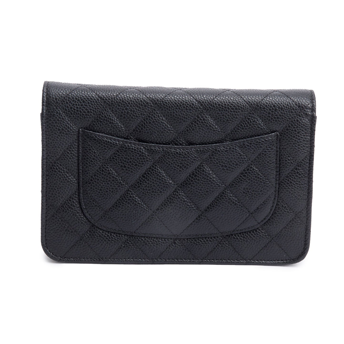 Chanel Black Quilted Caviar Leather Classic Wallet on Chain