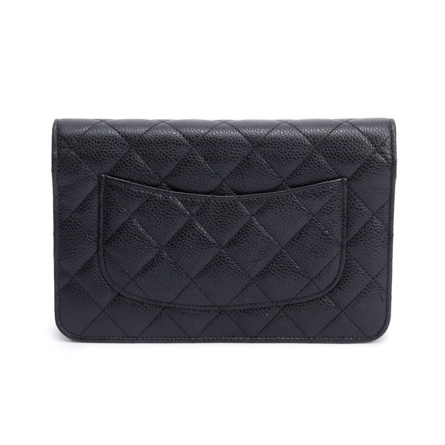 Chanel Black Quilted Caviar Leather Classic Wallet on Chain