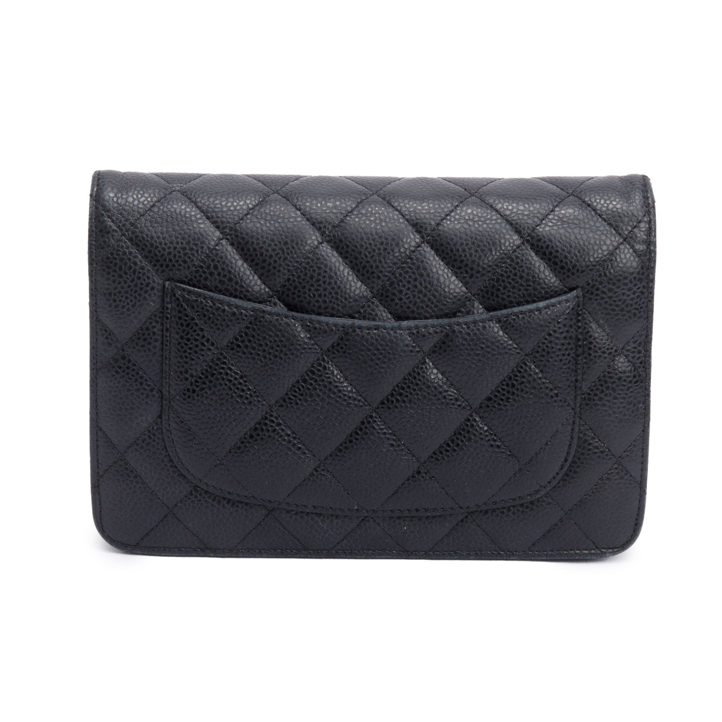 Chanel Black Quilted Caviar Leather Classic Wallet on Chain