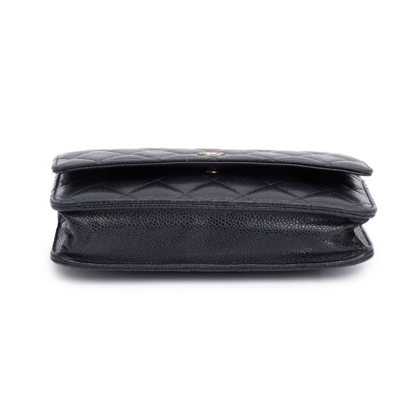 Chanel Black Quilted Caviar Leather Classic Wallet on Chain
