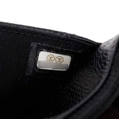 Chanel Black Quilted Caviar Leather Classic Wallet on Chain