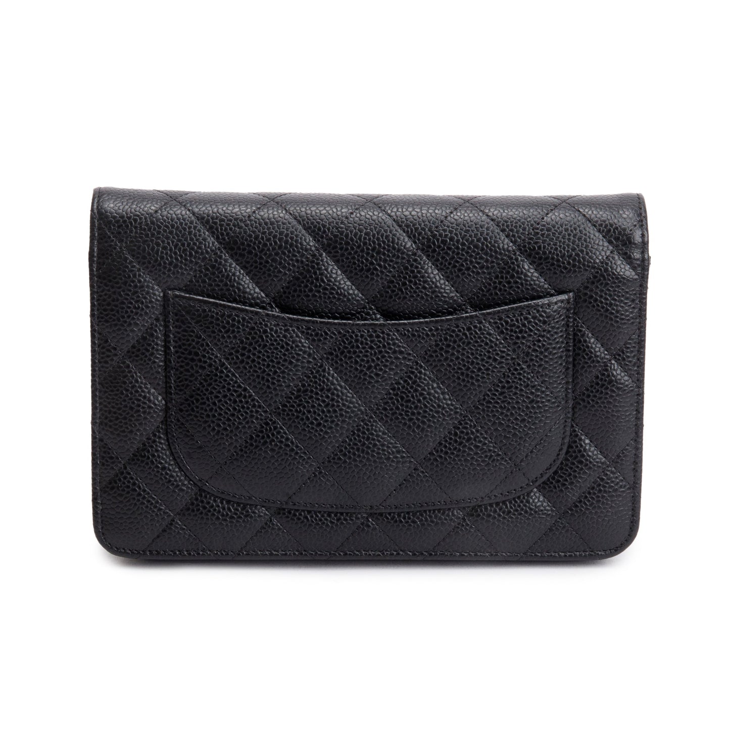 Chanel Black Quilted Caviar Leather Classic Wallet on Chain
