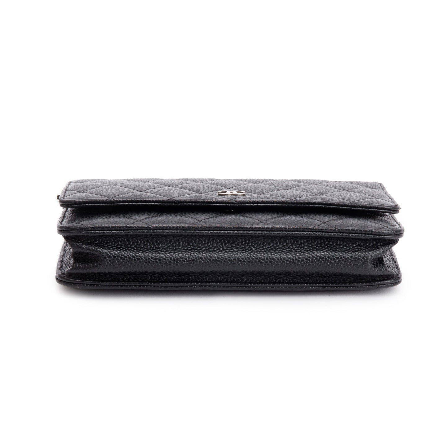 Chanel Black Quilted Caviar Leather Classic Wallet on Chain