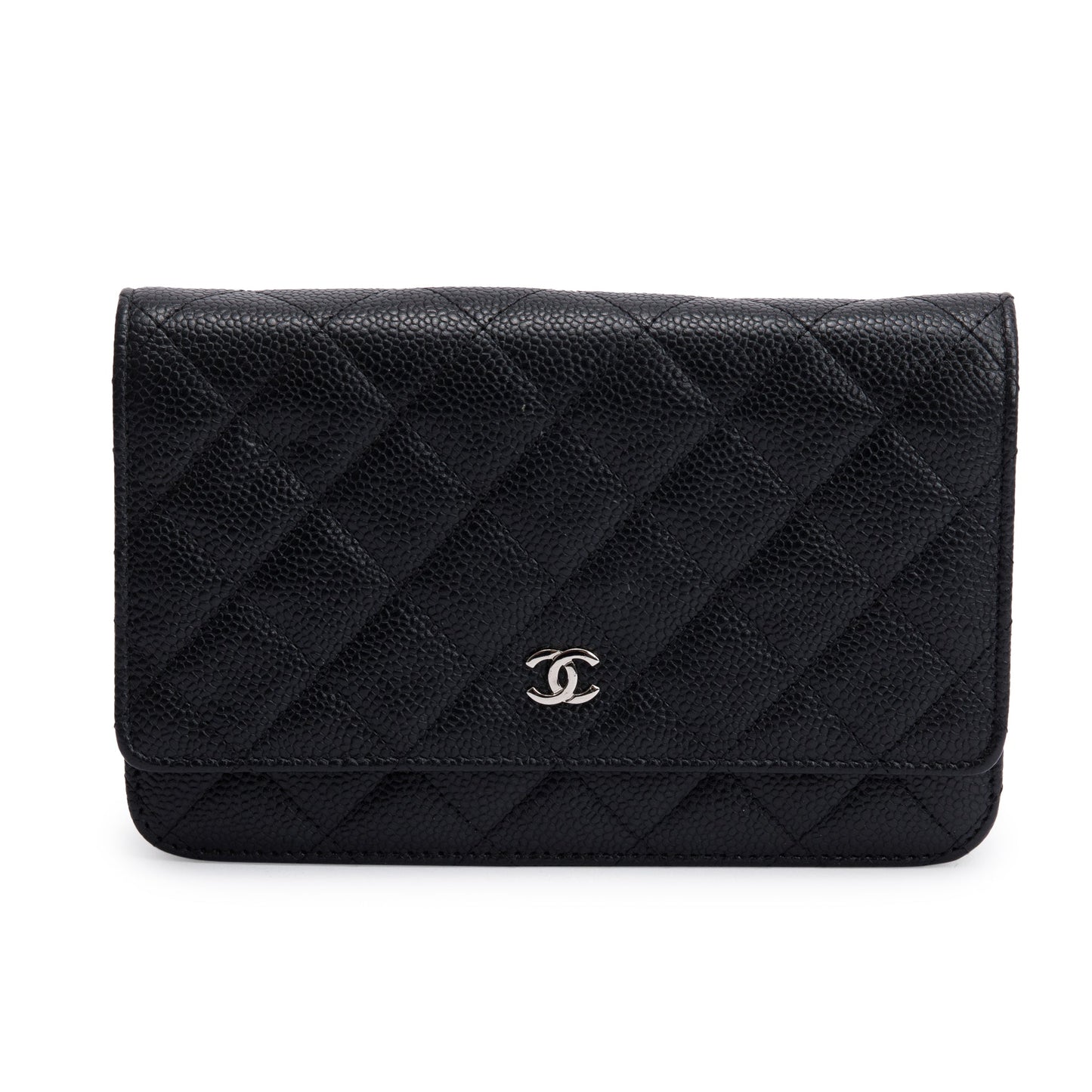 Chanel Black Quilted Caviar Leather Classic Wallet on Chain